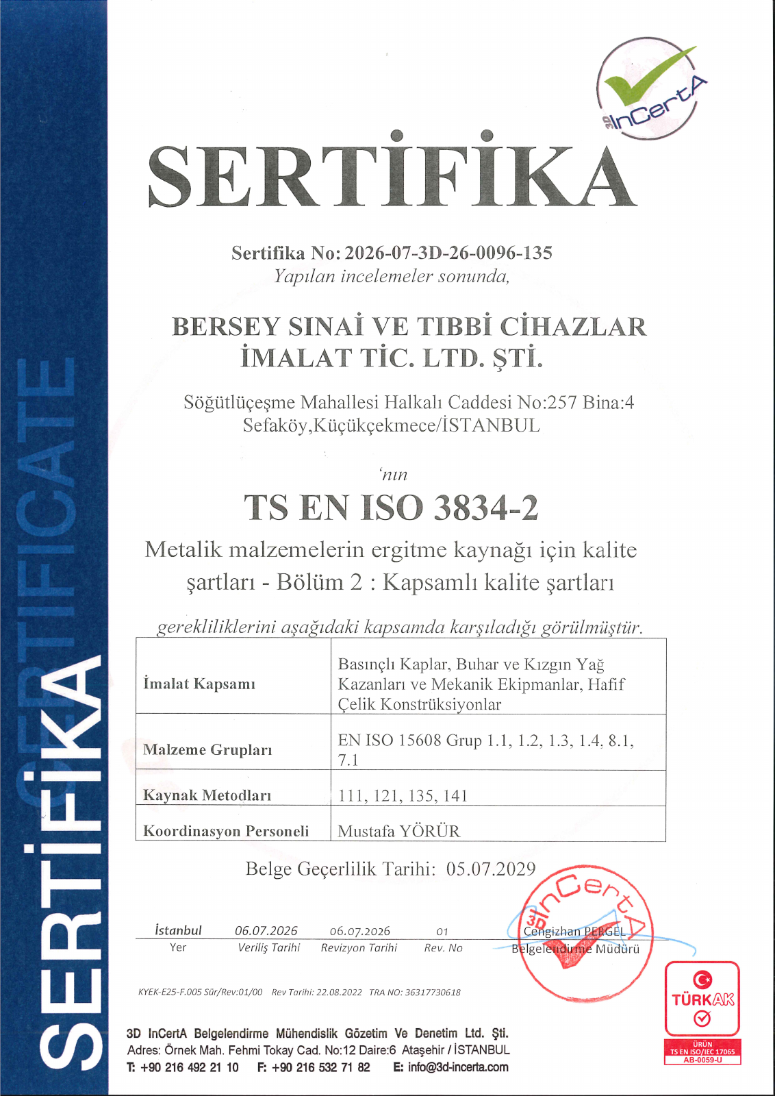 TS EN ISO 3834-2 — TR / EN
